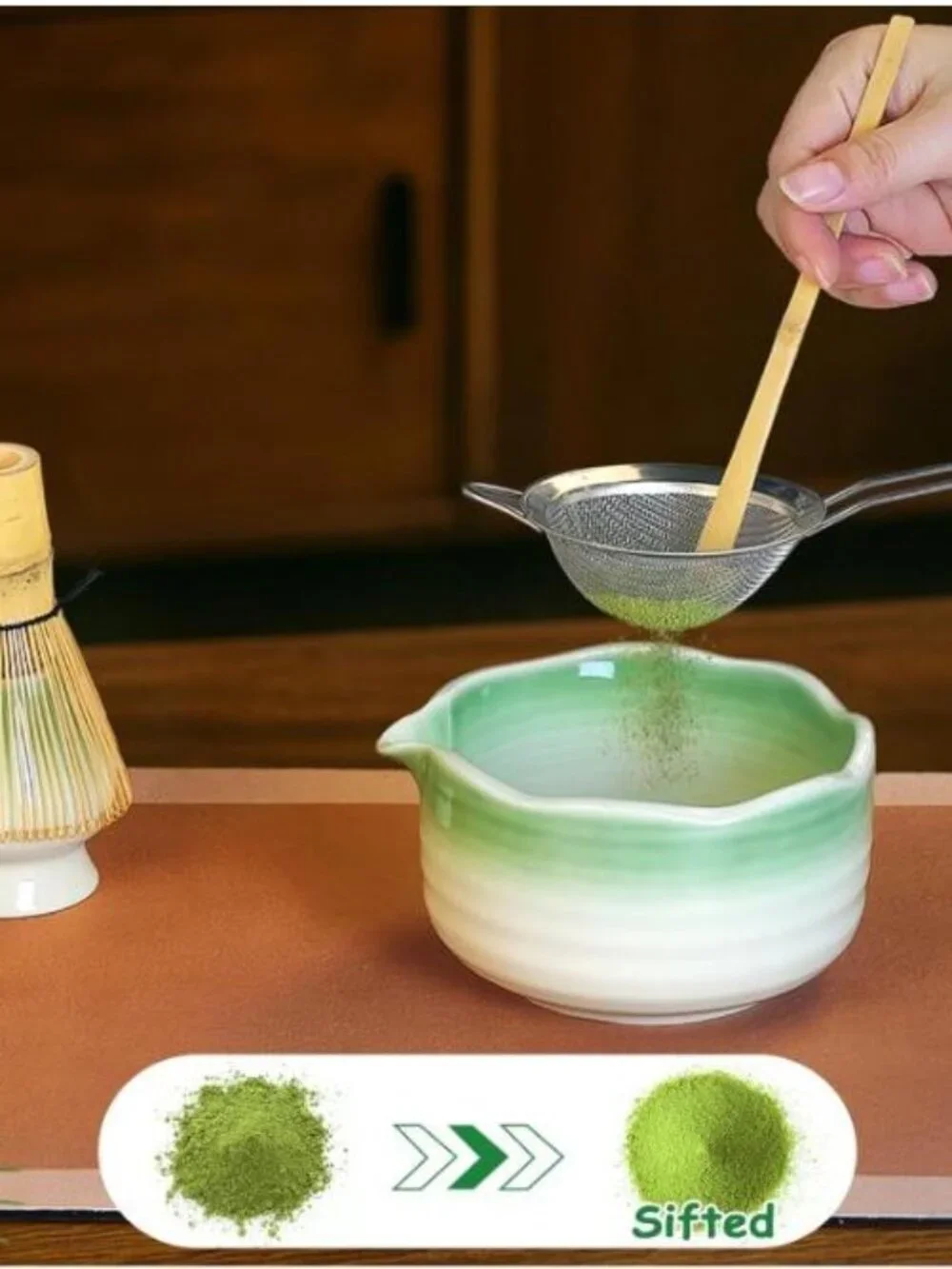 MATCHA TEA PORCERLAIN & BAMBOO 7 PIECE SET